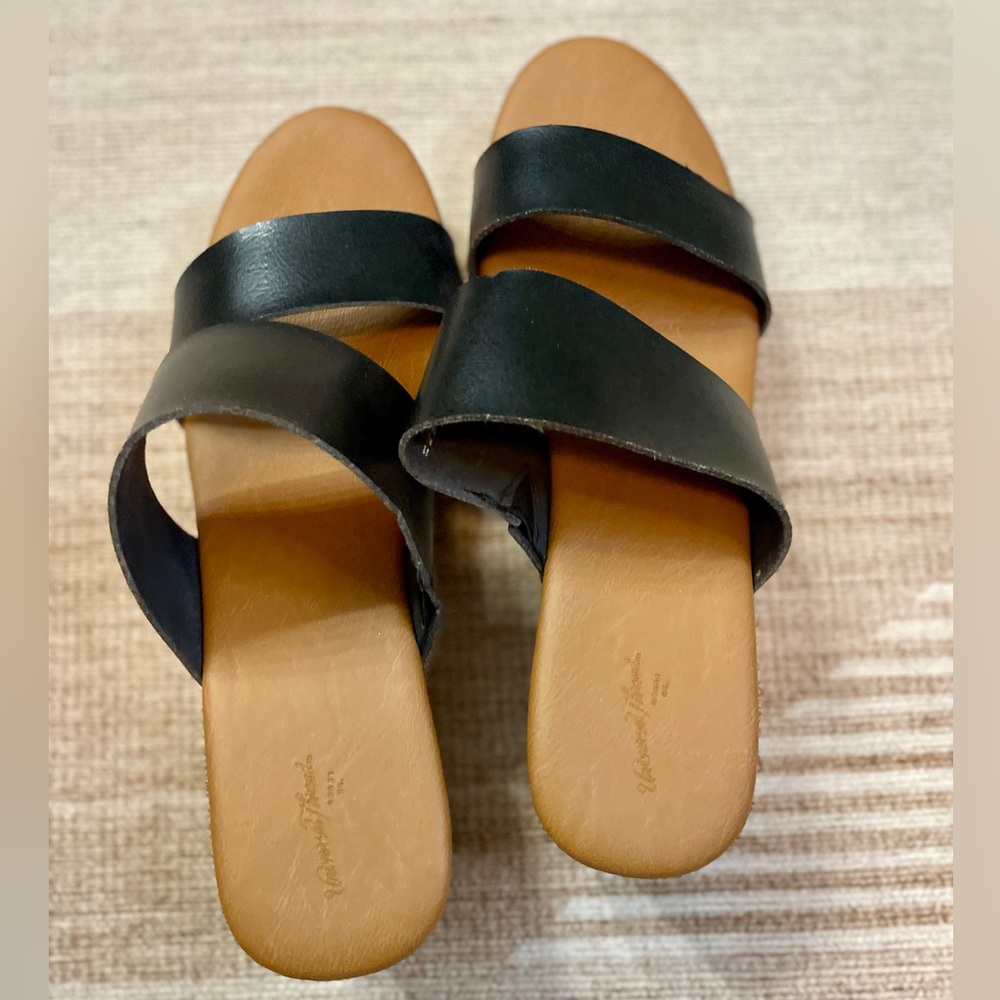Universal Thread Black Leather Platform Sandals | Size 11 | Retro | Clog | GUC - Picture 4 of 15